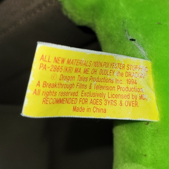 Vtg The Adventures Of‎ DUDLEY the Dragon Plush 1994 - Vintage Dudley - Picture 4 of 4